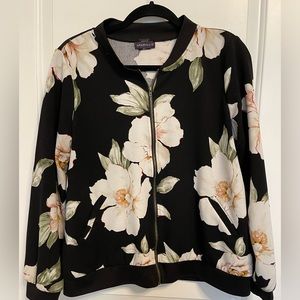 Black and white floral bomber jacket